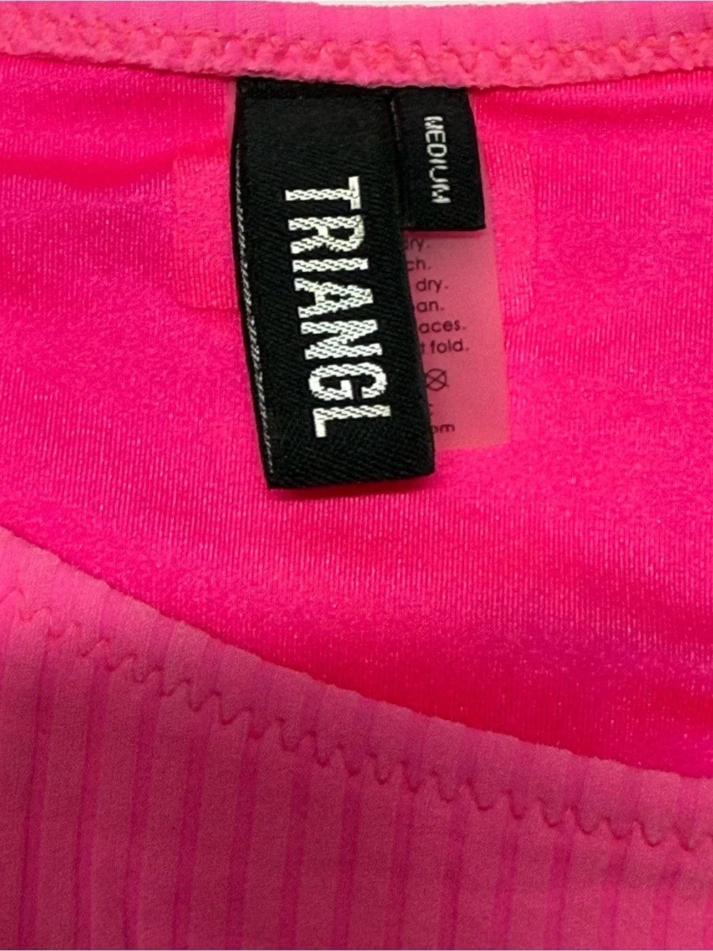 Triangl Ribbed High Cut Bikini Bottom - Hot Pink